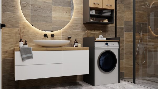 TP Living Koupelnová skříňka nad pračku POLA antracit/dub artisan