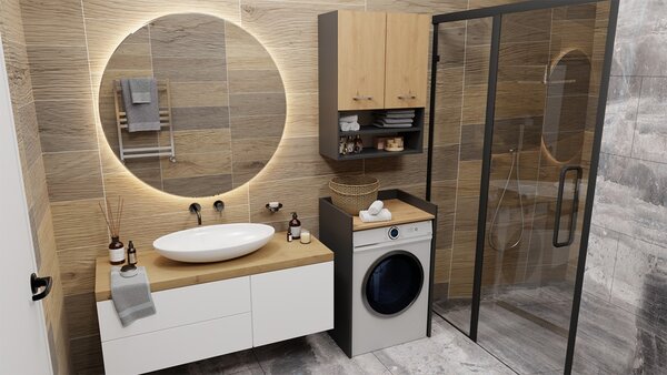 TP Living Koupelnová skříňka nad pračku POLA antracit/dub artisan