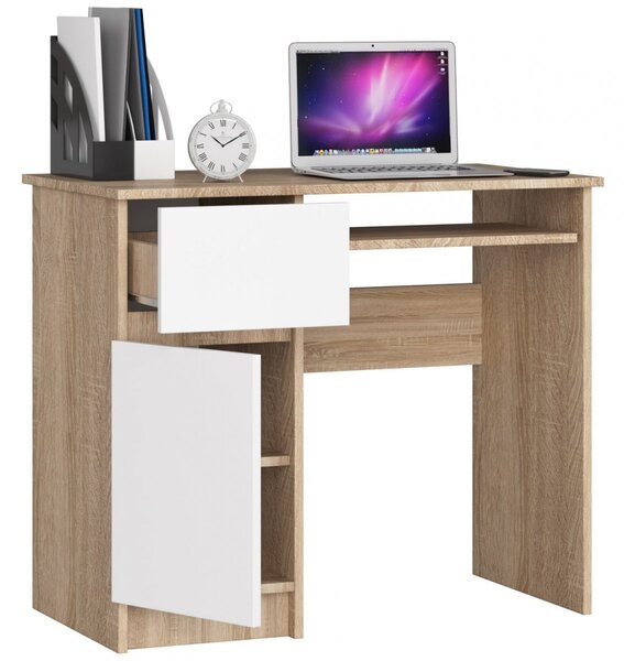Ak furniture Psací stůl PIKSEL 90 cm dub sonoma/bílý levý