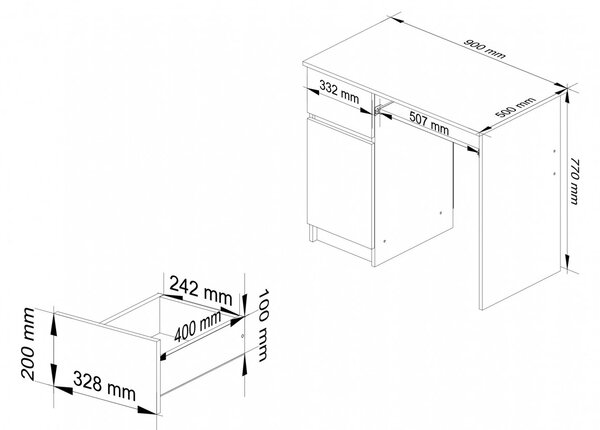 Ak furniture Psací stůl PIKSEL 90 cm dub sonoma/bílý levý