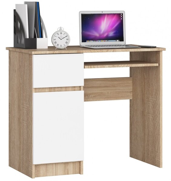 Ak furniture Psací stůl PIKSEL 90 cm dub sonoma/bílý levý