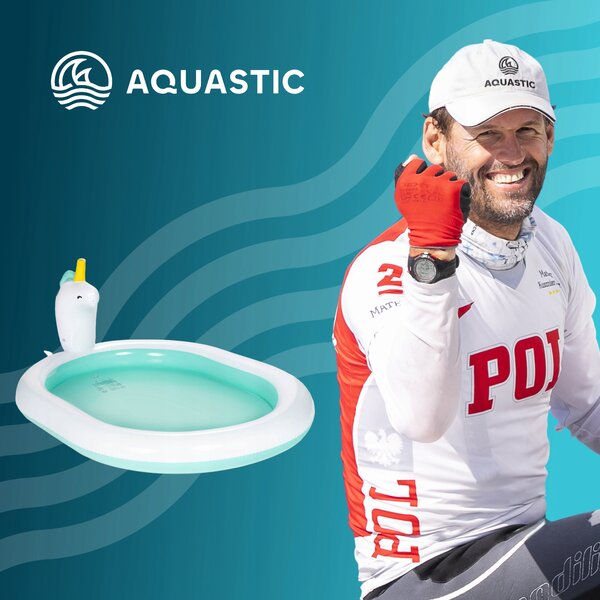Nafukovací bazén pro děti s fontánou AQUASTIC bílý 180x135 x19 Odolný