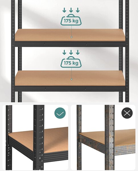 SONGMICS Policový regál Collin 120x200 cm černý