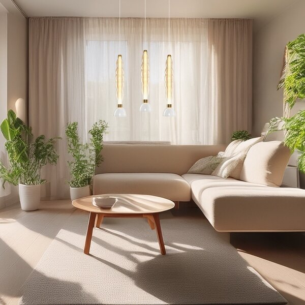 LED Lustr na lanku LUCCO LED/18W/230V pr. 15 cm zlatá