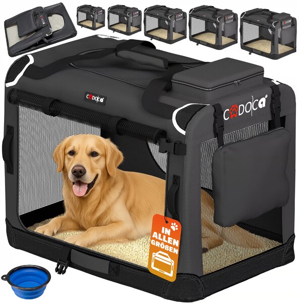 Skládací cestovní box pro psy XXXL, antracitový 109447
