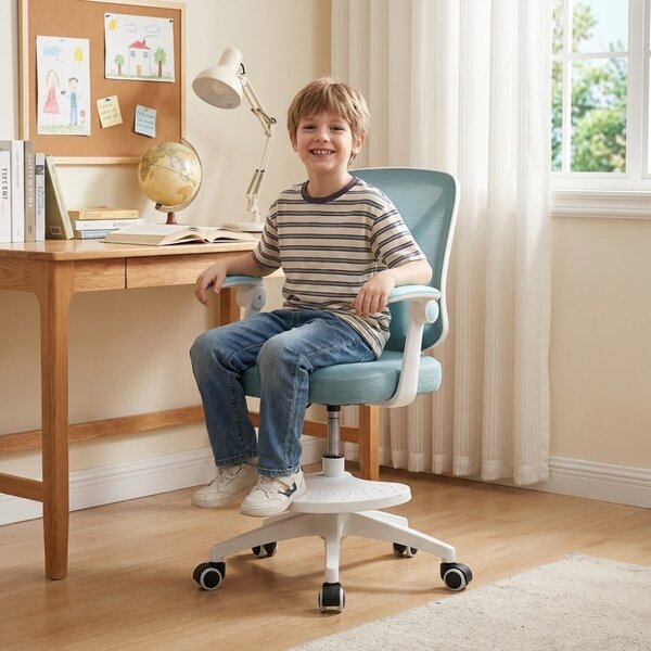 Dětská otočná židle Neoseat JUNI 010 s podnoží — látka, modrá