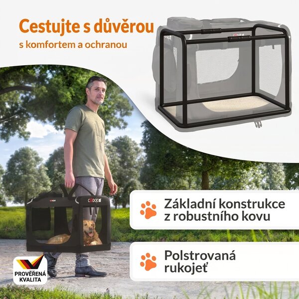 Skládací cestovní box pro psy XXXL, antracitový 109447