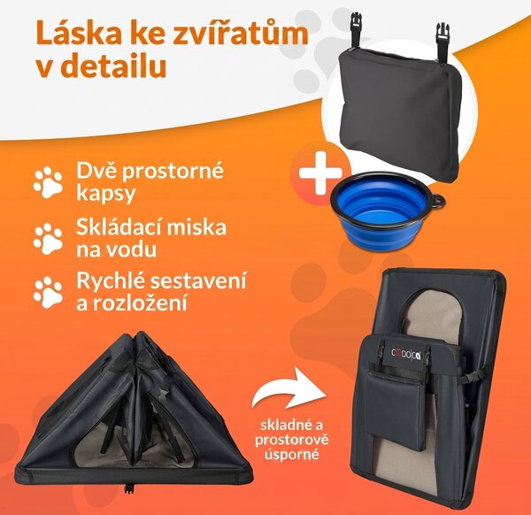 Skládací cestovní box pro psy XXXL, antracitový 109447