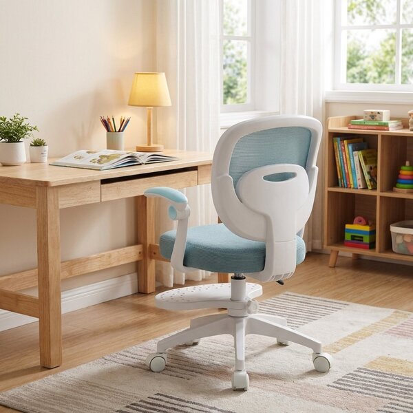 Dětská otočná židle Neoseat JUNI 008 s podnoží — látka, modrá