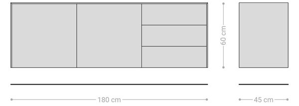DELIFE Komoda Cuor 180 cm keramika Laminam® Sabbia dubová 2 dvířka 3 zásuvky závěsná