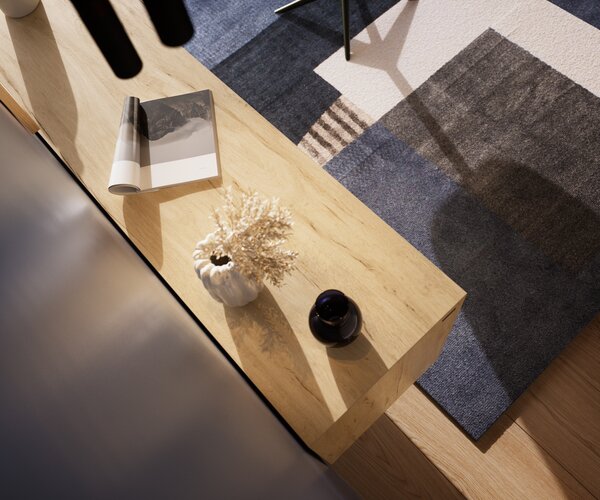 DELIFE Komoda Cuor 180 cm keramika Laminam® Sabbia dubová 2 dvířka 3 zásuvky závěsná