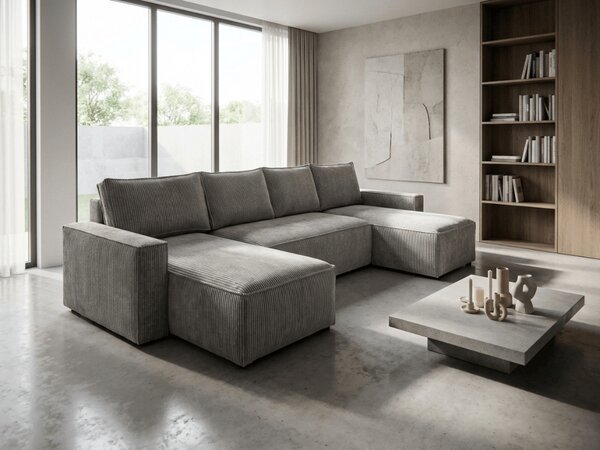 Světle šedá sedací souprava do U SMART COSARO 295x140 cm