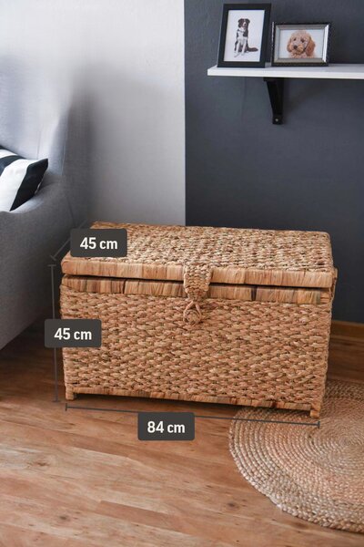 Truhla na prádlo LEA, vodní hyacint, šířka 84 cm, natur
