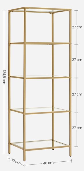 SONGMICS Regál Vasagle Vondrow 124,5 cm zlatý