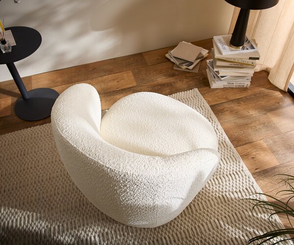 DELIFE Křeslo Pulo 80×80 cm bouclé bílá