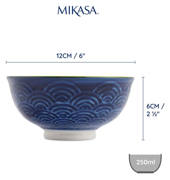 Kameninová Miska 250 ml 12 cm Mikasa na Snídaně, Müsli, Rýži a Dipy - červeno-modrý obloukový vzor MKNBOWL27