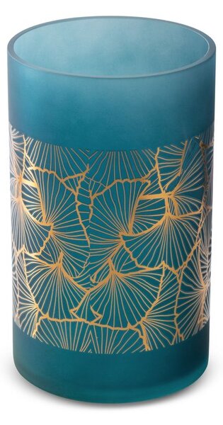 Eurofirany Skleněná váza MUSA3 námořnická modrá a zlatá15 x 25 cm