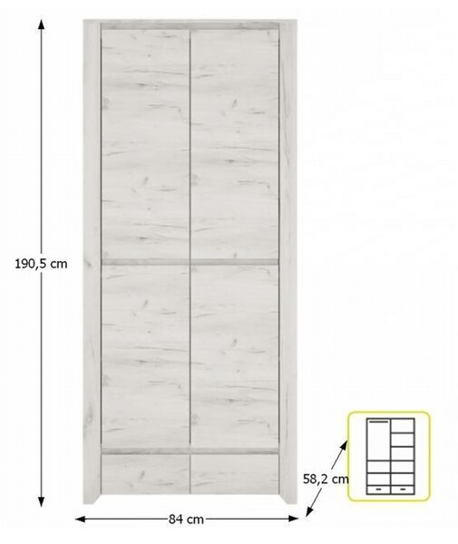 KONDELA Skříň typ 20, bílá craft, ANGEL
