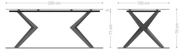DELIFE Jídelní stůl Edge 200x100 keramika Laminam® Travertino Bianco krémová bílá Zenthara hranatý kov bílá