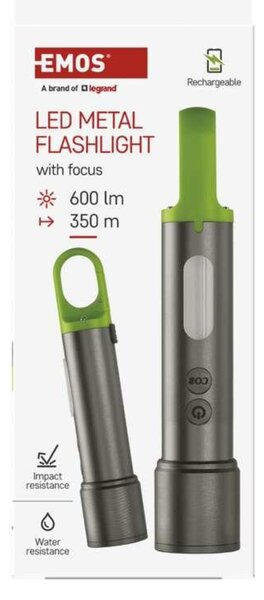 EMOS LED nabíjecí kovová svítilna, 600 lm, 1 200 mAh P3118