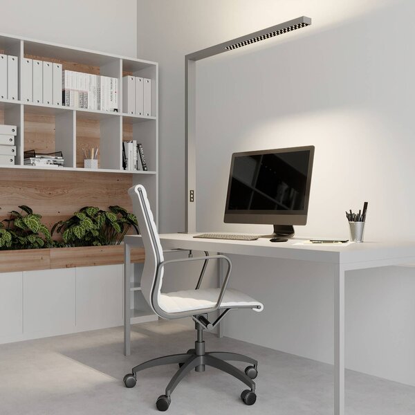 Arcchio LED kancelářská lampa Jolinda, stříbrná, kov, stmívatelná, stmívatelný, Hliník / šedá / zinek, Pracovna / kancelář, Hliník, Moderní, Stolní lampa