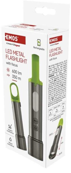 EMOS LED nabíjecí kovová svítilna, 600 lm, 1 200 mAh P3118