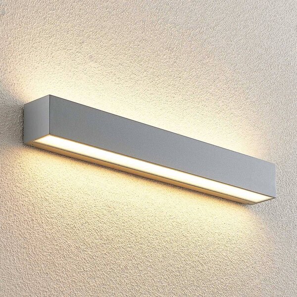 Lucande LED venkovní nástěnné svítidlo Lengo 50 cm stříbrná nahoru/dolů 3 000 K, Hliník / šedá / zinek, Hliník, Moderní
