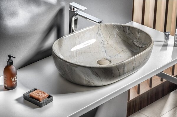Sapho - Umyvadlo na desku DALMA 59x42 cm keramika/grigio