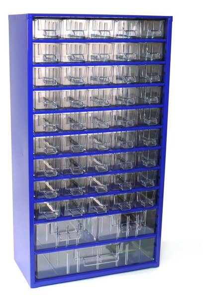 Kovová skříň se zásuvkami, 306 x 155 x 552 mm, 45x S, 2x M, 1x L