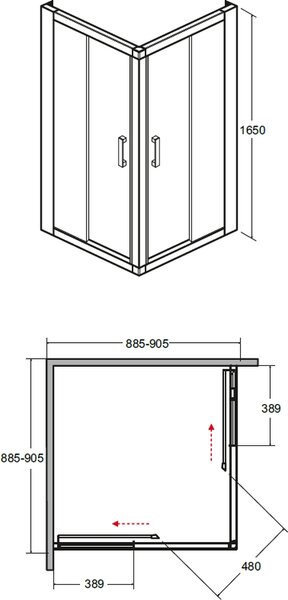 Besco Modern 165 sprchový kout 90x90 cm čtvercový chrom lesk/matné sklo MK-90-165-M