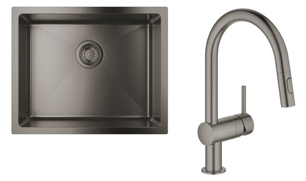 Sada ocelový dřez Grohe K700U 31574AL1, kuchyňská baterie Grohe Minta 32321AL2