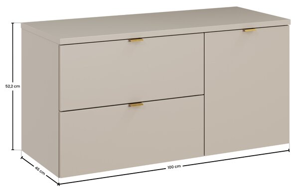 Comad Koupelnová skříňka pod deskové umyvadlo s košem na prádlo set Dalia Cashmere 100 kašmír