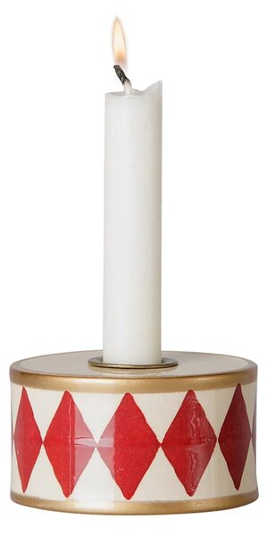 Kovový svícem Drum Red/Off-White Maileg