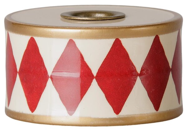 Kovový svícem Drum Red/Off-White Maileg