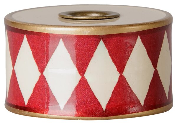 Kovový svícem Drum Off-White/Red Maileg