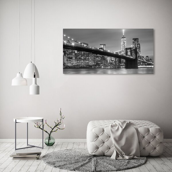 Foto obraz sklo tvrzené New York noc osh-96581039