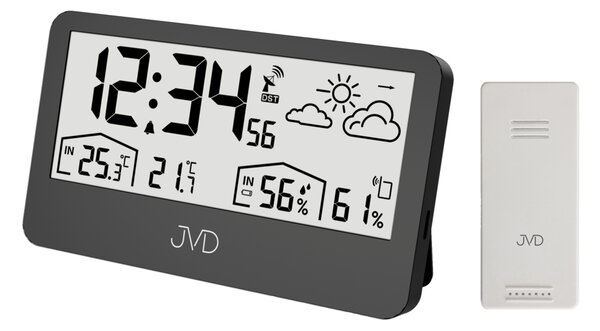 JVD Digitální rádiem řízená černá meteorologická stanice JVD RB3407.1