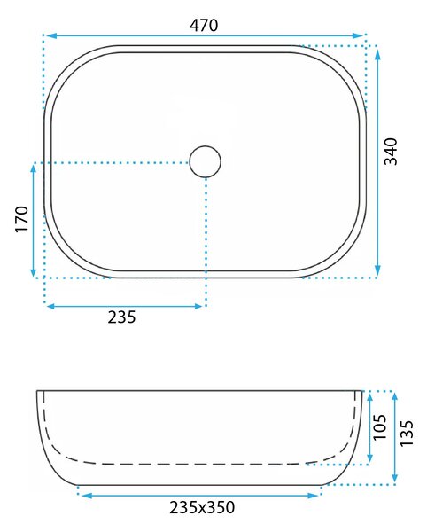 Rea Belinda Savana, umyvadlo na desku 460x330x135 mm, imitace kamene, REA-U3323