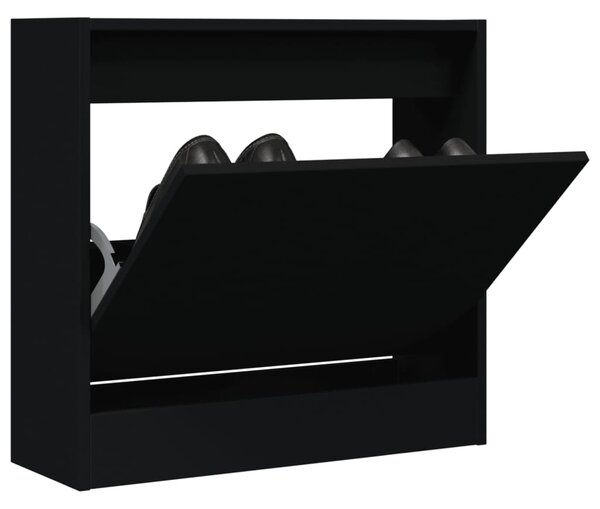 Botník, výklopný, kompozitní dřevo, 57x60x21 cm, černá, Dekorino BB20260034