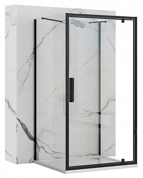Rea Rapid Swing, 3-stěnový sprchový kout 120 (dveře) x 100 (stěna) x 195 cm, 6mm čiré sklo, černý profil, KPL-009963