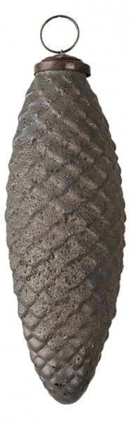 Šedo hnědá vánoční ozdoba ve tvaru šišky – 6x17 cm