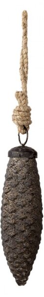 Hnědo černá vánoční ozdoba ve tvaru šišky – 7x13 cm
