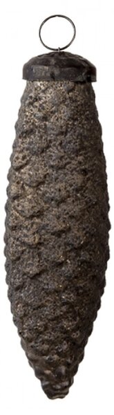 Hnědo černá vánoční ozdoba ve tvaru šišky – 7x13 cm
