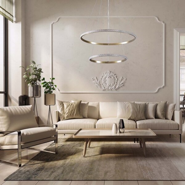 LED Lustr na lanku DIANA LED/44W/230V 4000K pr. 59 cm zlatá