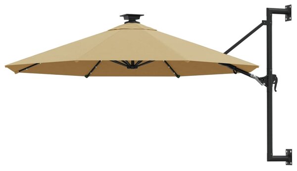 Nástěnný zahradní slunečník s LED 300 cm taupe