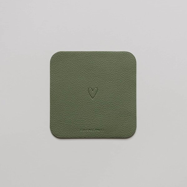 Oboustranný podtácek Square Green Heart – set 2 ks