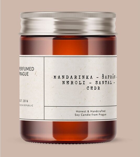 Vonná sojová svíčka doba hoření 40 h #47 Tangerine, Neroli and Saffron – Perfumed Prague