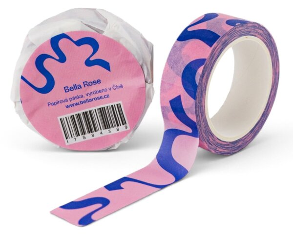 Papírová lepicí páska Bella Rose Pink / Blue