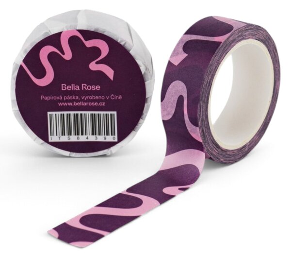 Papírová lepicí páska Bella Rose Plum / Pink