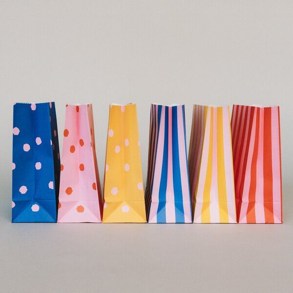 Papírový sáček Dots and Stripes 21 × 15 cm – set 6 ks